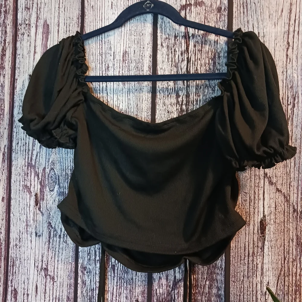 Off the shoulder blouse with shirred sides sz xl - Picture 6 of 6